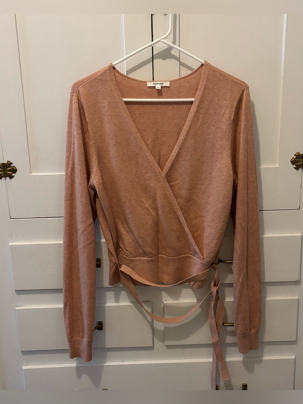 Splendid Blush Wrap-Front Long Sleeve Top